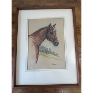 Signed Pastel Horse Portrait Audrey McNaughton Listed Canadian Artist 1979